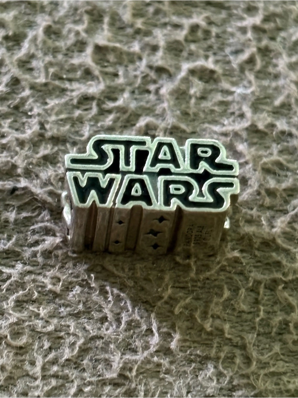 Pandora Silver Star Wars Logo Charm with Black Enamel